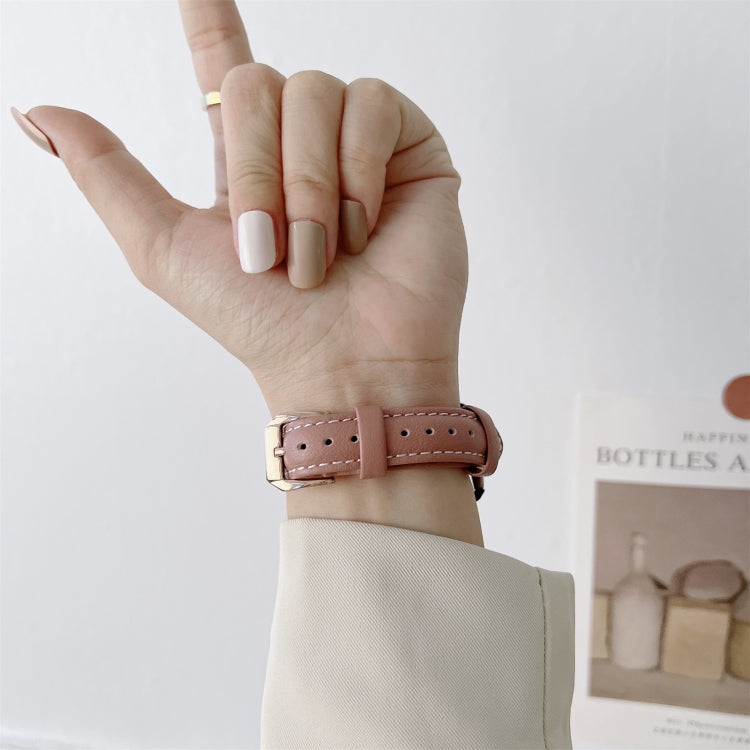 22mm Sewing Plain Weave Small Waist Leather Watch Band(Dark Pink) by bashfashion