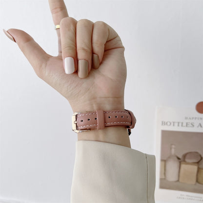 22mm Sewing Plain Weave Small Waist Leather Watch Band(Dark Pink) by bashfashion