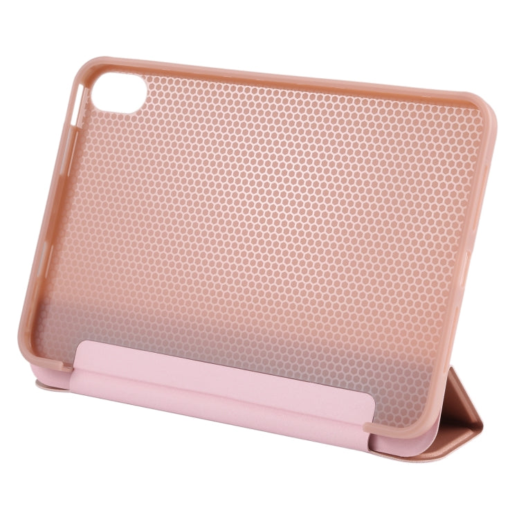 For iPad mini 2024 / mini 6 GEBEI Shockproof Horizontal Flip Tablet Case with Three-folding Holder(Rose Gold) by GEBEI