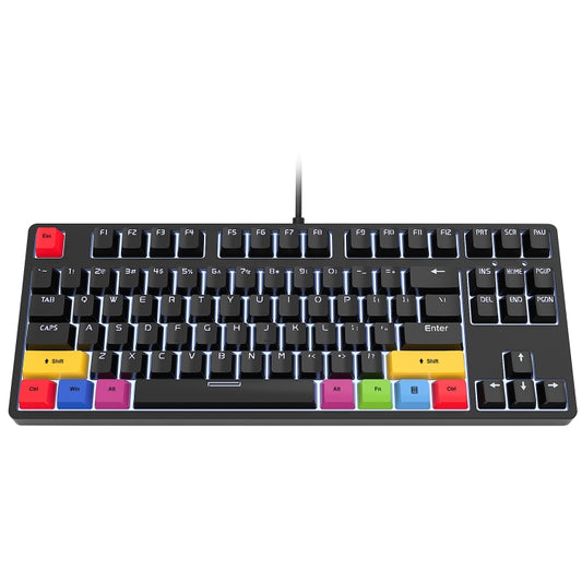 HXSJ L600 87 Keys USB-C / Type-C Wired Red Shaft Mechanical Keyboard with Cool Backlight(Black) by HXSJ