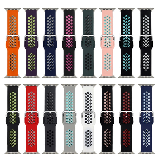 Silicone Strap Watch Band For Apple Watch Series 9&8&7 41mm / SE 3&SE 2&6&SE&5&4 40mm / 3&2&1 38mm(Purple Green) by bashfashion