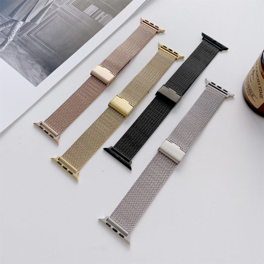V-shaped Buckle Straight Steel Watch Band For Apple Watch Series 9&8&7 41mm / SE 3&SE 2&6&SE&5&4 40mm / 3&2&1 38mm(Gold) by bashfashion