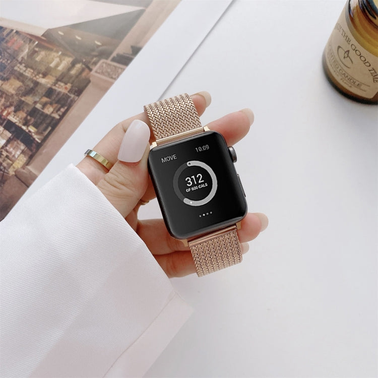 V-shaped Buckle Straight Steel Watch Band For Apple Watch Series 9&8&7 41mm / SE 3&SE 2&6&SE&5&4 40mm / 3&2&1 38mm(Gold) by bashfashion