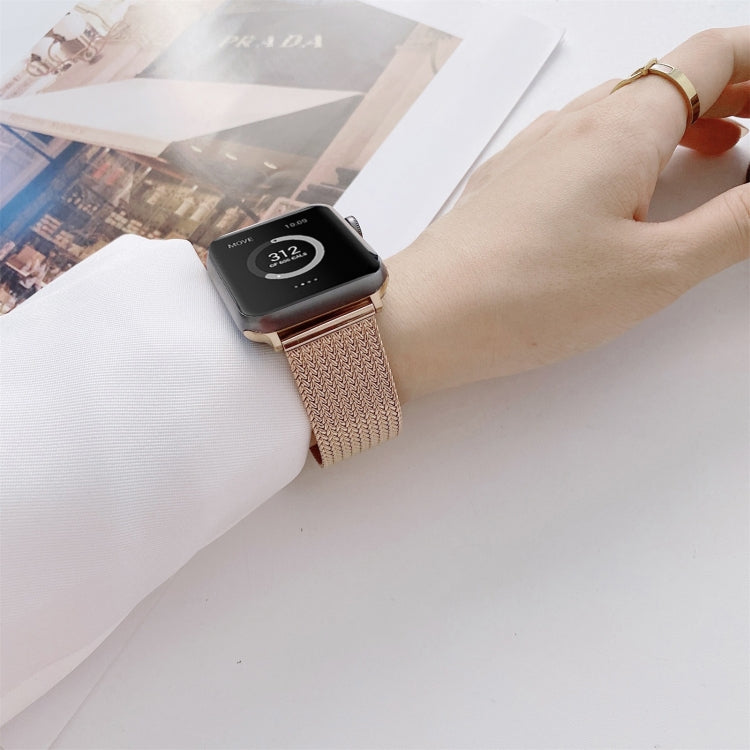 V-shaped Buckle Straight Steel Watch Band For Apple Watch Series 9&8&7 41mm / SE 3&SE 2&6&SE&5&4 40mm / 3&2&1 38mm(Rose Gold) by bashfashion