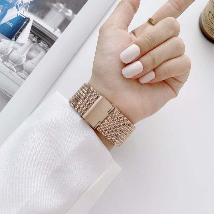 V-shaped Buckle Straight Steel Watch Band For Apple Watch Series 9&8&7 41mm / SE 3&SE 2&6&SE&5&4 40mm / 3&2&1 38mm(Rose Gold) by bashfashion