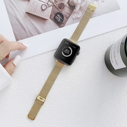 V-shaped Buckle Small Waist Steel Watch Band For Apple Watch Ultra 49mm&Watch Ultra 2 49mm / Series 9&8&7 45mm / SE 3&SE 2&6&SE&5&4 44mm / 3&2&1 42mm(Gold) by bashfashion