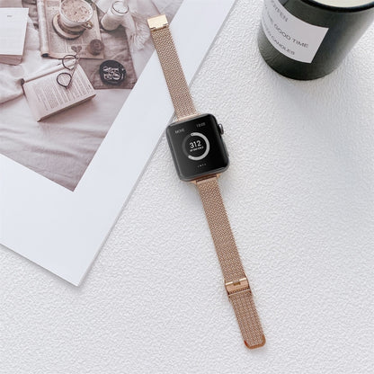 V-shaped Buckle Small Waist Steel Watch Band For Apple Watch Ultra 49mm&Watch Ultra 2 49mm / Series 9&8&7 45mm / SE 3&SE 2&6&SE&5&4 44mm / 3&2&1 42mm(Rose Gold) by bashfashion