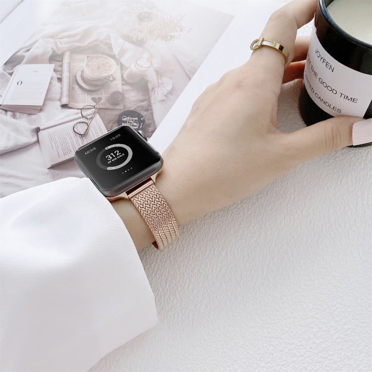 V-shaped Buckle Small Waist Steel Watch Band For Apple Watch Ultra 49mm&Watch Ultra 2 49mm / Series 9&8&7 45mm / SE 3&SE 2&6&SE&5&4 44mm / 3&2&1 42mm(Rose Gold) by bashfashion