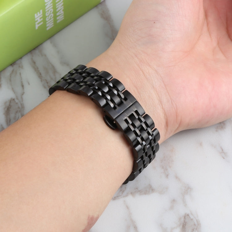 For Samsung Galaxy Watch4 40mm/44mm Seven-bead Stainless Steel Watch Band(Black) by bashfashion