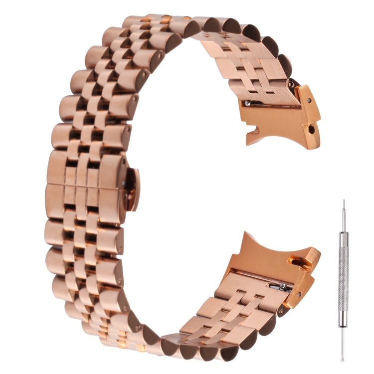 For Samsung Galaxy Watch4 40mm/44mm Five-bead Stainless Steel Watch Band(Rose Gold) by bashfashion