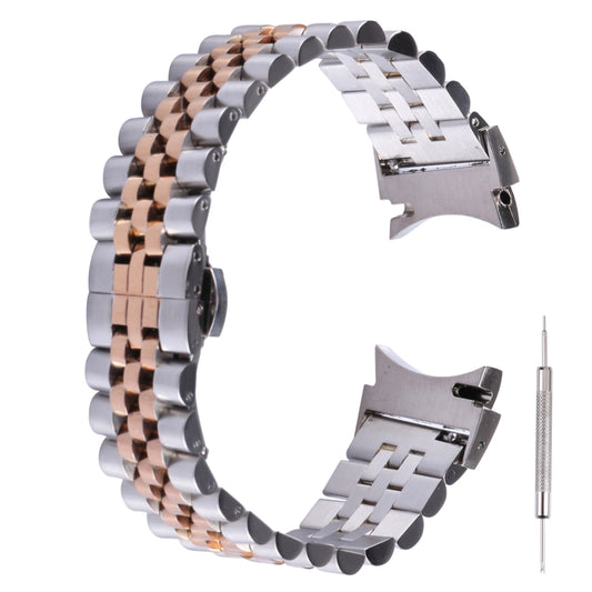 For Samsung Galaxy Watch4 40mm/44mm Five-bead Stainless Steel Watch Band(Silver Rose Gold) by bashfashion