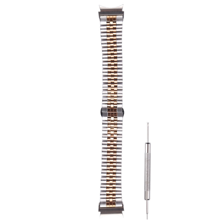 For Samsung Galaxy Watch4 40mm/44mm Five-bead Stainless Steel Watch Band(Silver Rose Gold) by bashfashion