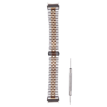 For Samsung Galaxy Watch4 40mm/44mm Five-bead Stainless Steel Watch Band(Silver Rose Gold) by bashfashion