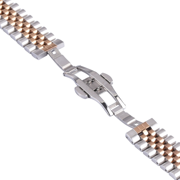 For Samsung Galaxy Watch4 40mm/44mm Five-bead Stainless Steel Watch Band(Silver Rose Gold) by bashfashion