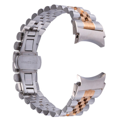 For Samsung Galaxy Watch4 40mm/44mm Five-bead Stainless Steel Watch Band(Silver Rose Gold) by bashfashion