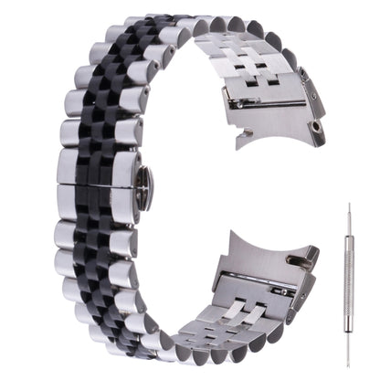 For Samsung Galaxy Watch4 40mm/44mm Five-bead Stainless Steel Watch Band(Silver Black) by bashfashion