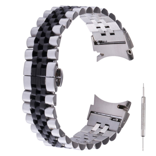 For Samsung Galaxy Watch4 40mm/44mm Five-bead Stainless Steel Watch Band(Silver Black) by bashfashion