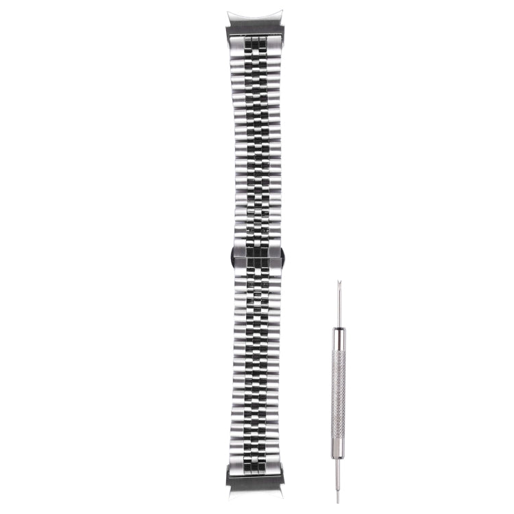 For Samsung Galaxy Watch4 40mm/44mm Five-bead Stainless Steel Watch Band(Silver Black) by bashfashion