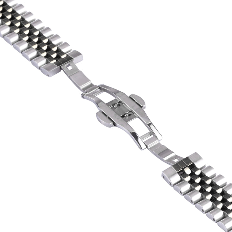 For Samsung Galaxy Watch4 40mm/44mm Five-bead Stainless Steel Watch Band(Silver Black) by bashfashion