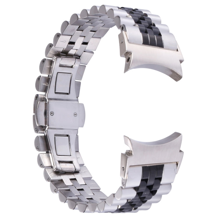 For Samsung Galaxy Watch4 40mm/44mm Five-bead Stainless Steel Watch Band(Silver Black) by bashfashion