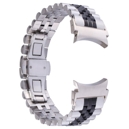 For Samsung Galaxy Watch4 40mm/44mm Five-bead Stainless Steel Watch Band(Silver Black) by bashfashion