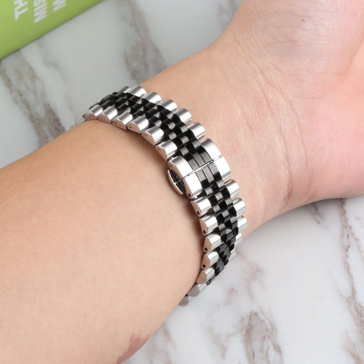 For Samsung Galaxy Watch4 40mm/44mm Five-bead Stainless Steel Watch Band(Silver Black) by bashfashion