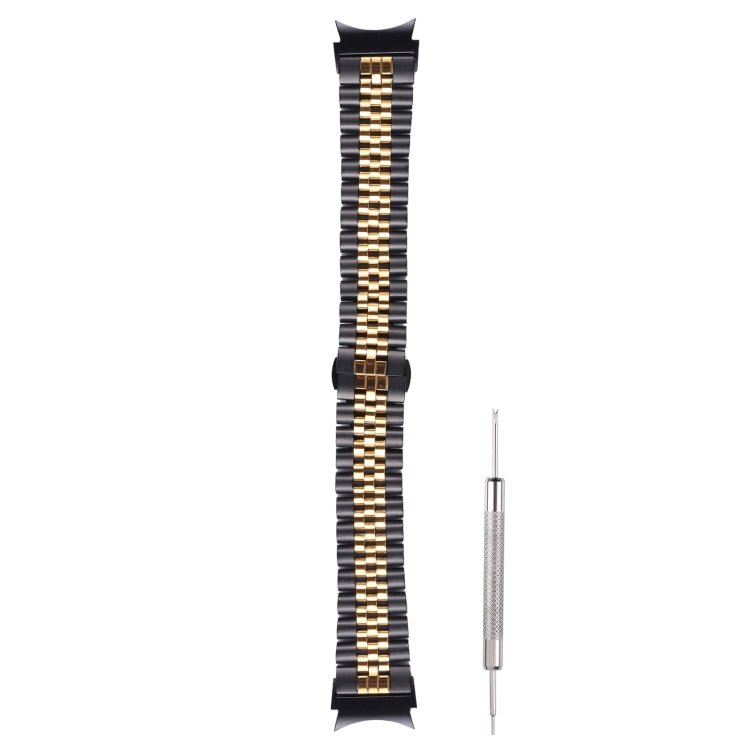 For Samsung Galaxy Watch4 40mm/44mm Five-bead Stainless Steel Watch Band(Black Gold) by bashfashion