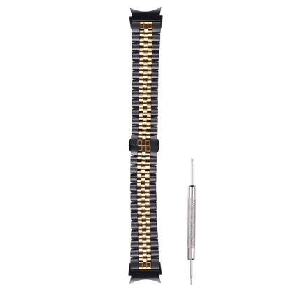 For Samsung Galaxy Watch4 40mm/44mm Five-bead Stainless Steel Watch Band(Black Gold) by bashfashion