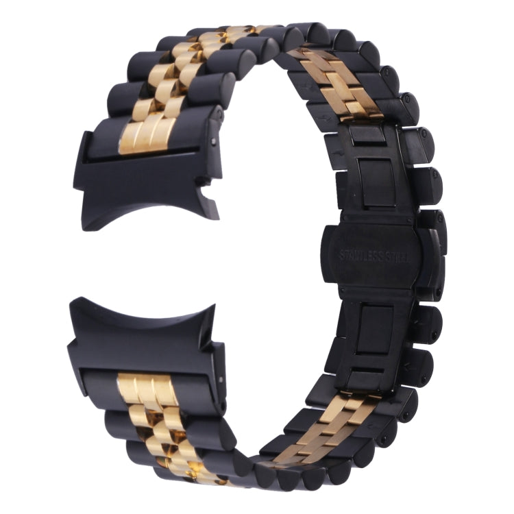 For Samsung Galaxy Watch4 40mm/44mm Five-bead Stainless Steel Watch Band(Black Gold) by bashfashion