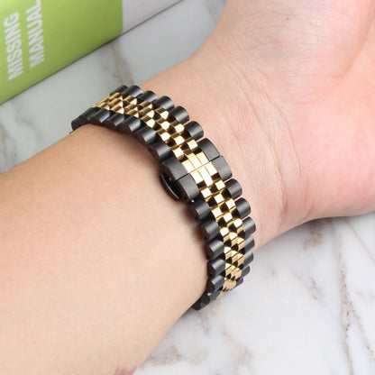 For Samsung Galaxy Watch4 40mm/44mm Five-bead Stainless Steel Watch Band(Black Gold) by bashfashion