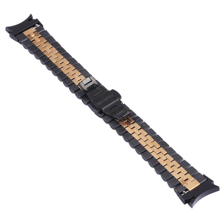 For Samsung Galaxy Watch4 40mm/44mm Five-bead Stainless Steel Watch Band(Black Rose Gold) by bashfashion