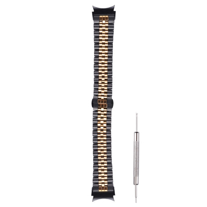 For Samsung Galaxy Watch4 40mm/44mm Five-bead Stainless Steel Watch Band(Black Rose Gold) by bashfashion