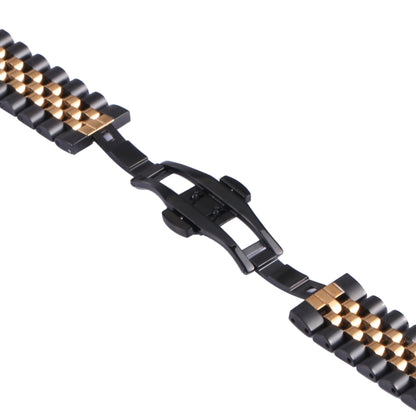 For Samsung Galaxy Watch4 40mm/44mm Five-bead Stainless Steel Watch Band(Black Rose Gold) by bashfashion