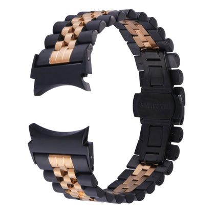 For Samsung Galaxy Watch4 40mm/44mm Five-bead Stainless Steel Watch Band(Black Rose Gold) by bashfashion