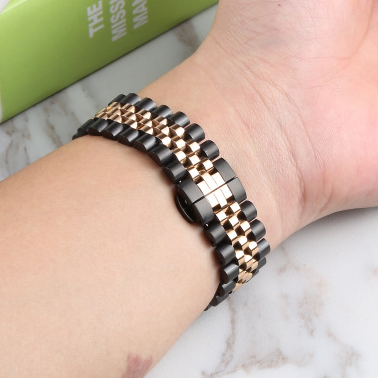 For Samsung Galaxy Watch4 40mm/44mm Five-bead Stainless Steel Watch Band(Black Rose Gold) by bashfashion