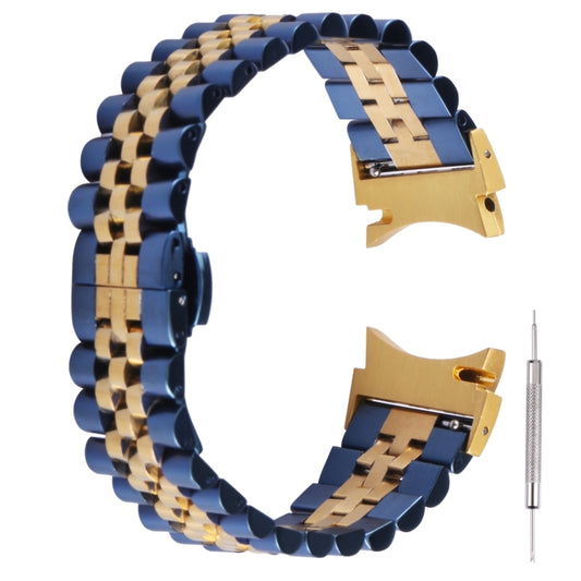 For Samsung Galaxy Watch4 40mm/44mm Five-bead Stainless Steel Watch Band(Blue Gold) by bashfashion