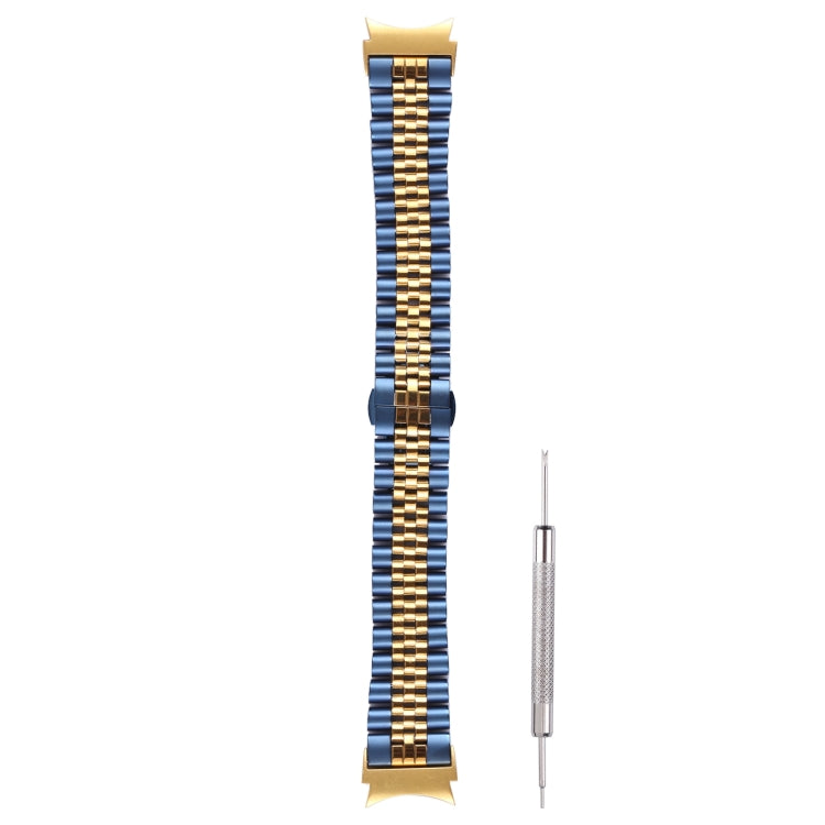 For Samsung Galaxy Watch4 40mm/44mm Five-bead Stainless Steel Watch Band(Blue Gold) by bashfashion