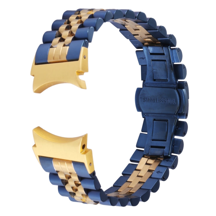 For Samsung Galaxy Watch4 40mm/44mm Five-bead Stainless Steel Watch Band(Blue Gold) by bashfashion