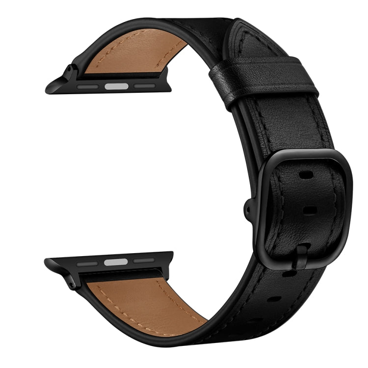 Leather Watch Band For Apple Watch Series 9&8&7 41mm / SE 3&SE 2&6&SE&5&4 40mm / 3&2&1 38mm(Black) by bashfashion