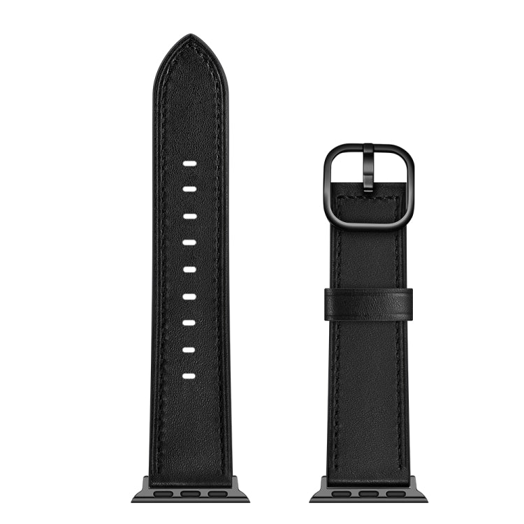 Leather Watch Band For Apple Watch Series 9&8&7 41mm / SE 3&SE 2&6&SE&5&4 40mm / 3&2&1 38mm(Black) by bashfashion