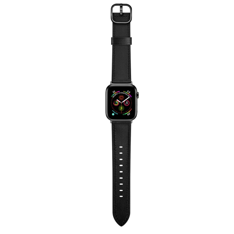 Leather Watch Band For Apple Watch Series 9&8&7 41mm / SE 3&SE 2&6&SE&5&4 40mm / 3&2&1 38mm(Black) by bashfashion