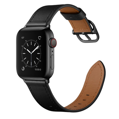 Leather Watch Band For Apple Watch Series 9&8&7 41mm / SE 3&SE 2&6&SE&5&4 40mm / 3&2&1 38mm(Black) by bashfashion