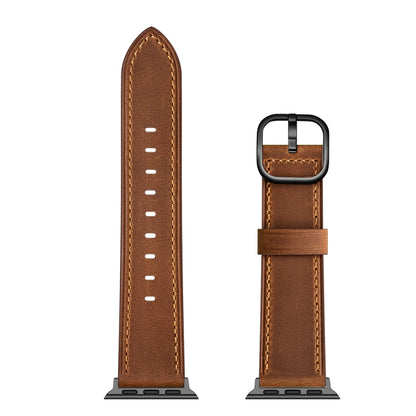 Leather Watch Band For Apple Watch Series 9&8&7 41mm / SE 3&SE 2&6&SE&5&4 40mm / 3&2&1 38mm(Red Brown) by bashfashion