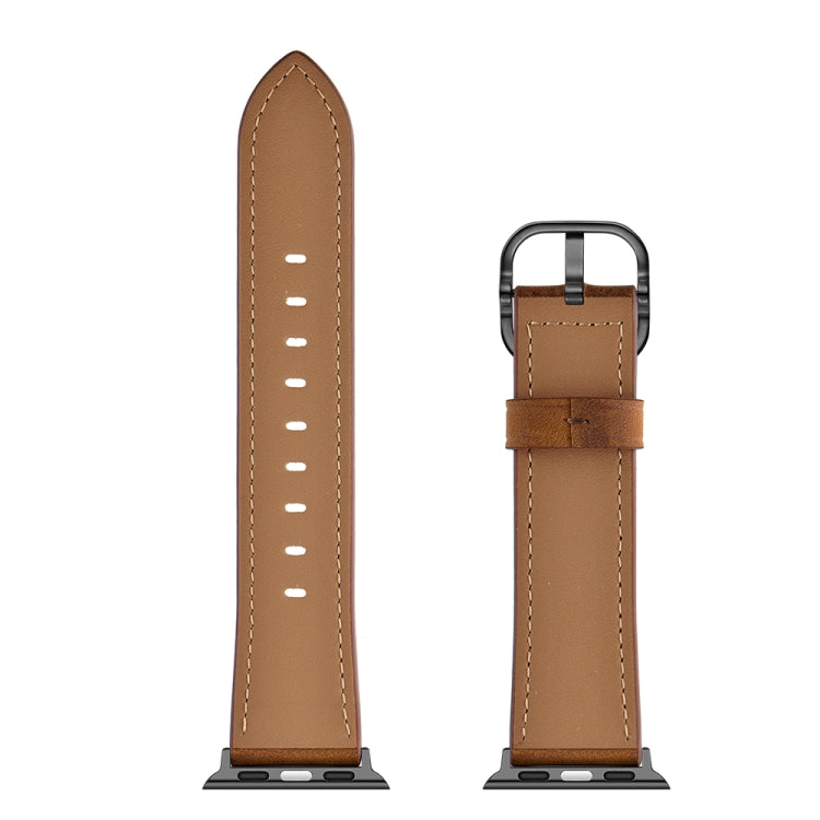 Leather Watch Band For Apple Watch Series 9&8&7 41mm / SE 3&SE 2&6&SE&5&4 40mm / 3&2&1 38mm(Red Brown) by bashfashion