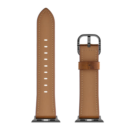 Leather Watch Band For Apple Watch Series 9&8&7 41mm / SE 3&SE 2&6&SE&5&4 40mm / 3&2&1 38mm(Red Brown) by bashfashion