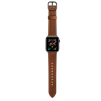 Leather Watch Band For Apple Watch Series 9&8&7 41mm / SE 3&SE 2&6&SE&5&4 40mm / 3&2&1 38mm(Red Brown) by bashfashion