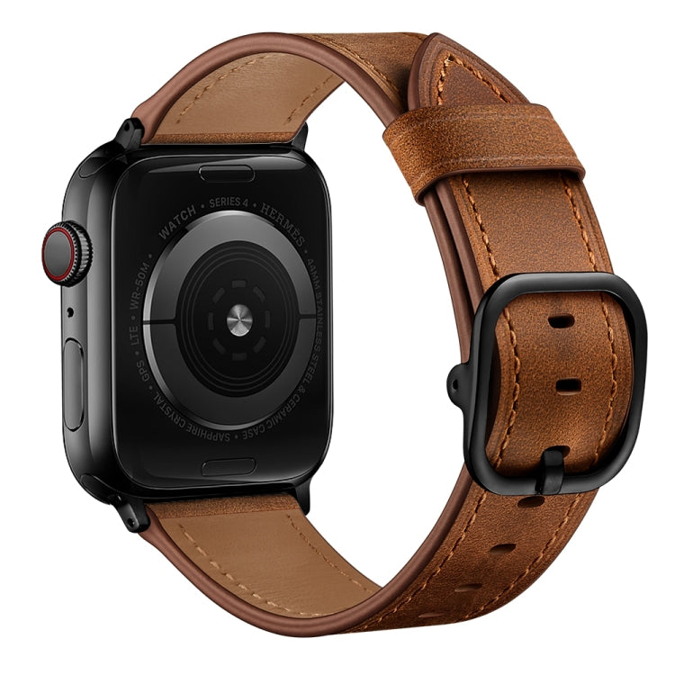Leather Watch Band For Apple Watch Series 9&8&7 41mm / SE 3&SE 2&6&SE&5&4 40mm / 3&2&1 38mm(Red Brown) by bashfashion