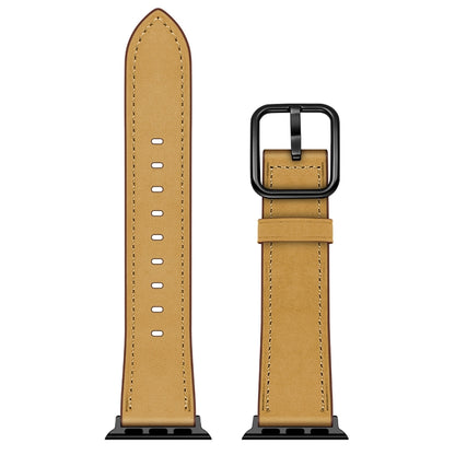 Leather Watch Band For Apple Watch Series 9&8&7 41mm / SE 3&SE 2&6&SE&5&4 40mm / 3&2&1 38mm(Yellow Frosted) by bashfashion