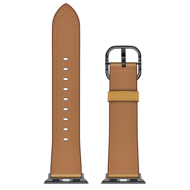 Leather Watch Band For Apple Watch Series 9&8&7 41mm / SE 3&SE 2&6&SE&5&4 40mm / 3&2&1 38mm(Yellow Frosted) by bashfashion