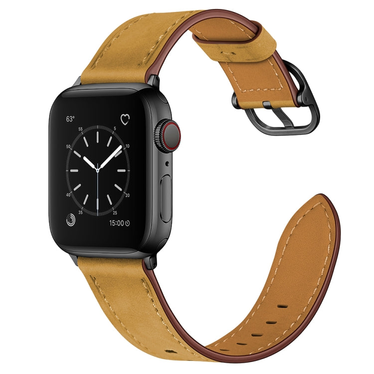 Leather Watch Band For Apple Watch Series 9&8&7 41mm / SE 3&SE 2&6&SE&5&4 40mm / 3&2&1 38mm(Yellow Frosted) by bashfashion